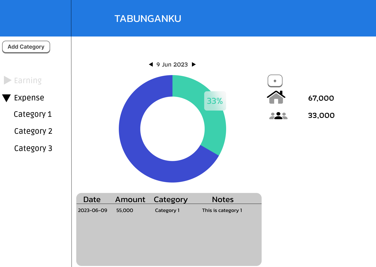 Expense Tracker Application: Main Page Design